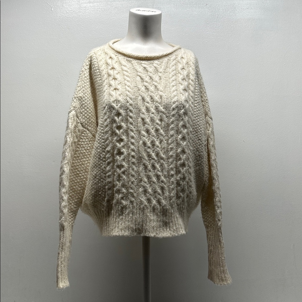 Nili Lotan 18-8 Sweater Alpaca Wool Knit Blend Pullover Ivory Oversized Small